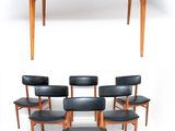 two pictures of a dining table with six chairs and a dining table with six chairs