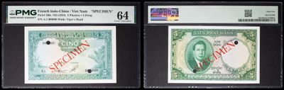 three different types of currency are on display in a display case