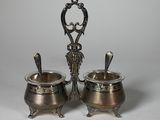 pair of antique silverplated sugar and creamers