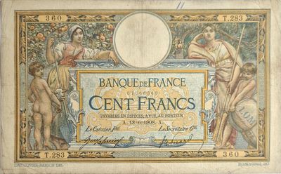 100 francs Merson L.O.M. 18/6/1908 ,TB+