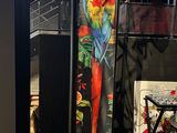 a colorful umbrella that is on display in a room