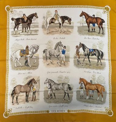 HERMÈS PARIS CARRÉ 90 en twill de soie "Les robes", signé Le…