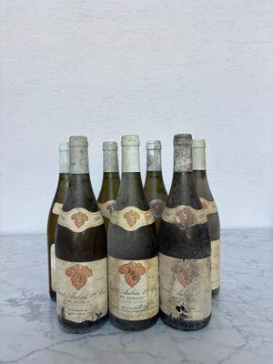 quatre bouteilles de vin sont alignées sur un plan de travail en marbre