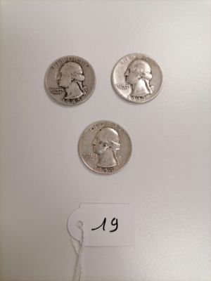 three quarters of the united states are shown on a white surface