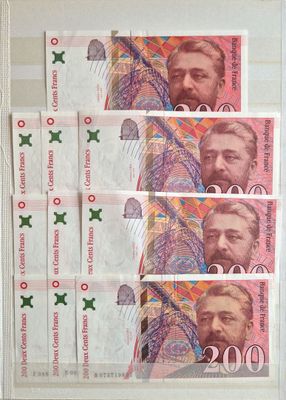200 francs Eiffel, 10ex ,1995(1) 1996(3), 1997(3), 1999(3) S…