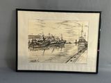 a picture of a drawing of a boat in the water