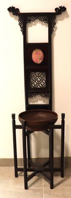 Table rouge Antique de chine pour lavabo sculpté avec miroir…