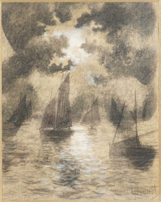 École française du 20ème siècle, "Bateaux sous voile", dessi…