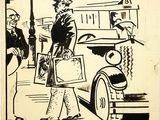 drawing of a cartoon of a man and a woman walking down the street