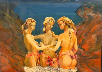 Jean KAZANDJIAN (né en 1938) Les trois grâces Crayon et goua…