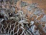 a close up of a bunch of dried plants on a wooden floor