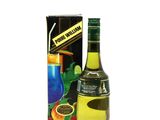 an image of a bottle of liquor next to a box of fruit