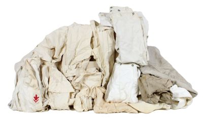 a pile of dirty clothes on a white background