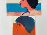 deux tableaux représentant le visage d'une femme et la tête d'un homme