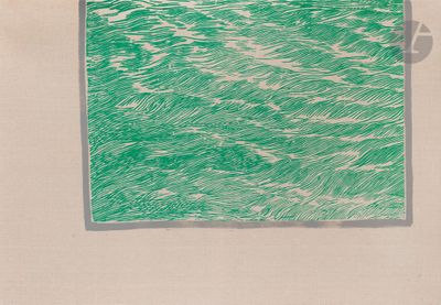 a picture of a green and white picture on the wall