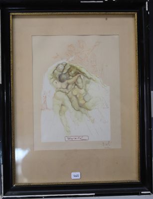 tableau représentant une femme tenant un bébé dans ses bras, dans un cadre noir