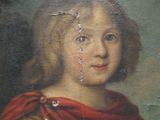 tableau représentant un jeune garçon avec une coulure de peinture sur le visage