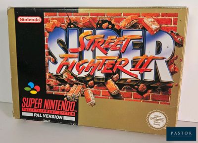 On voit ici la boîte du jeu Street Fighter II