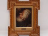 tableau représentant un vieil homme à la barbe blanche, dans un cadre en bois