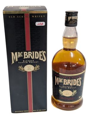 the bottle of mac bride ' s is next to the box