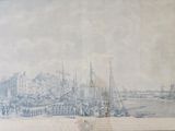 a picture of a painting of a harbor scene