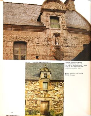 un livre contenant des illustrations d'un bâtiment et une photo d'un chat