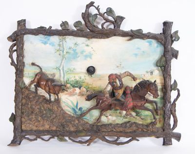 a picture of a picture of a horse race on the wall