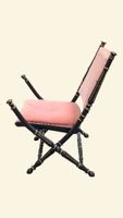Chaise pliante en bois tourné noirci à l'imitation du bambou… (photo 5)