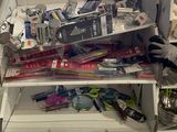 a white shelf with many different items on it