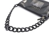 chain around a black purse on a white background