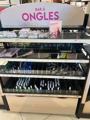 a display of nail polish bottles in a store