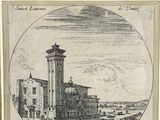 an old picture of a building with a clock tower in the middle of it