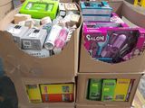 a carton full of supplies in a garage