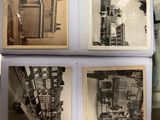 several old black and white photographs of a city street