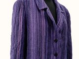 a picture of a purple striped jacket on a mannequin