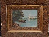 an image of a painting of a boat on the water