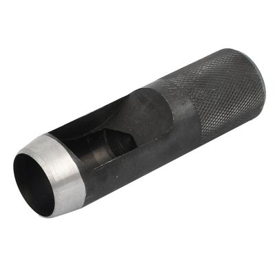 a close up of a black and silver metal tube with a white background