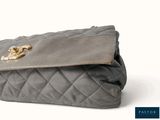 chanel grey quilted lambskin clutch bag with gold hardware