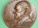 une image représentant une médaille de bronze sur laquelle figure le portrait d'un homme