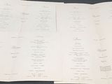 a book open to a list of items on a table