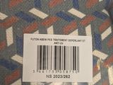 a close up of a tie with a barcode on it