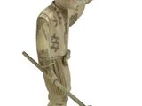 a statue of a man smoking a cigarette on a white background