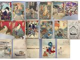 many pictures of a woman in a boat on the water