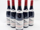 six bouteilles de vin rouge sont alignées sur une surface blanche