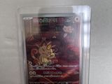 a close up of a card in a plastic case on a table