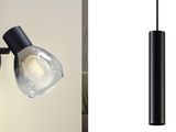 two pictures of a light that is on a wall next to a picture of a light