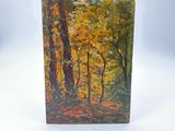 an oil painting of a forest scene with trees and leaves