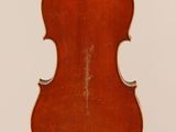 an old violin with a wooden back and a long neck