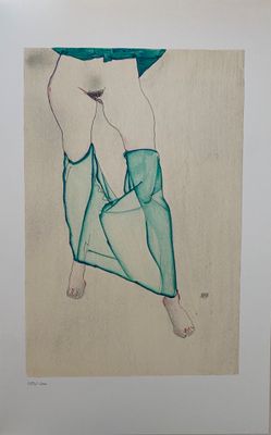 Egon Schiele - Standing Female Nude from the Waist Down with…