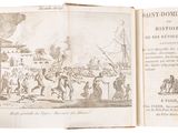 an old book with a picture of people on it